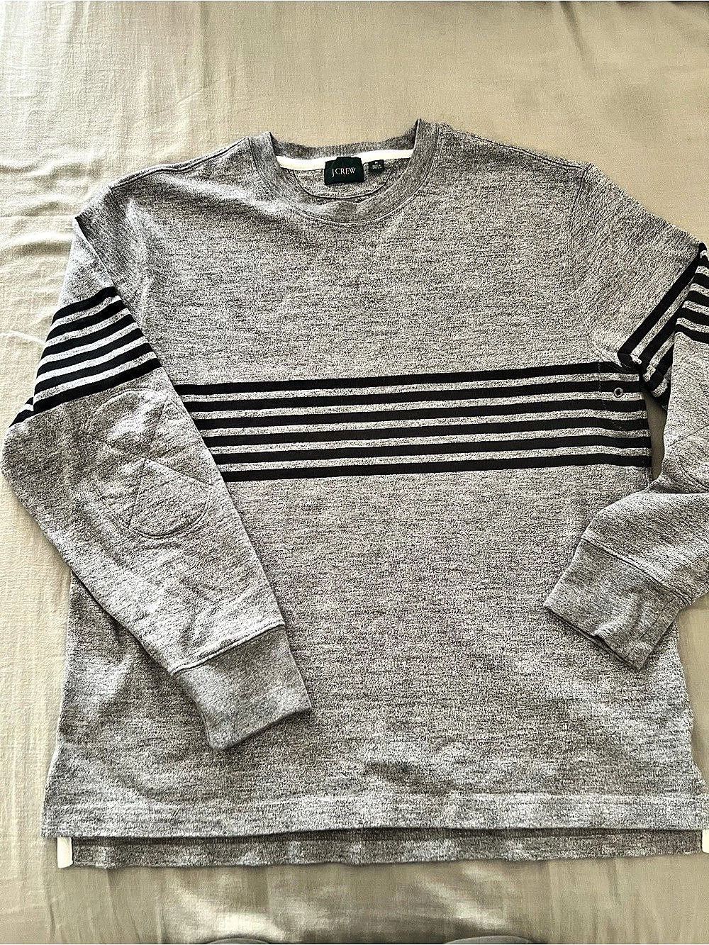 J.Crew Striped Sweatshirt in Gray & Black Size Medium